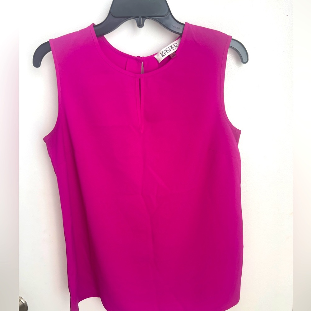 KASPER Women Blouse Sleeveless Hot Pink Size Small